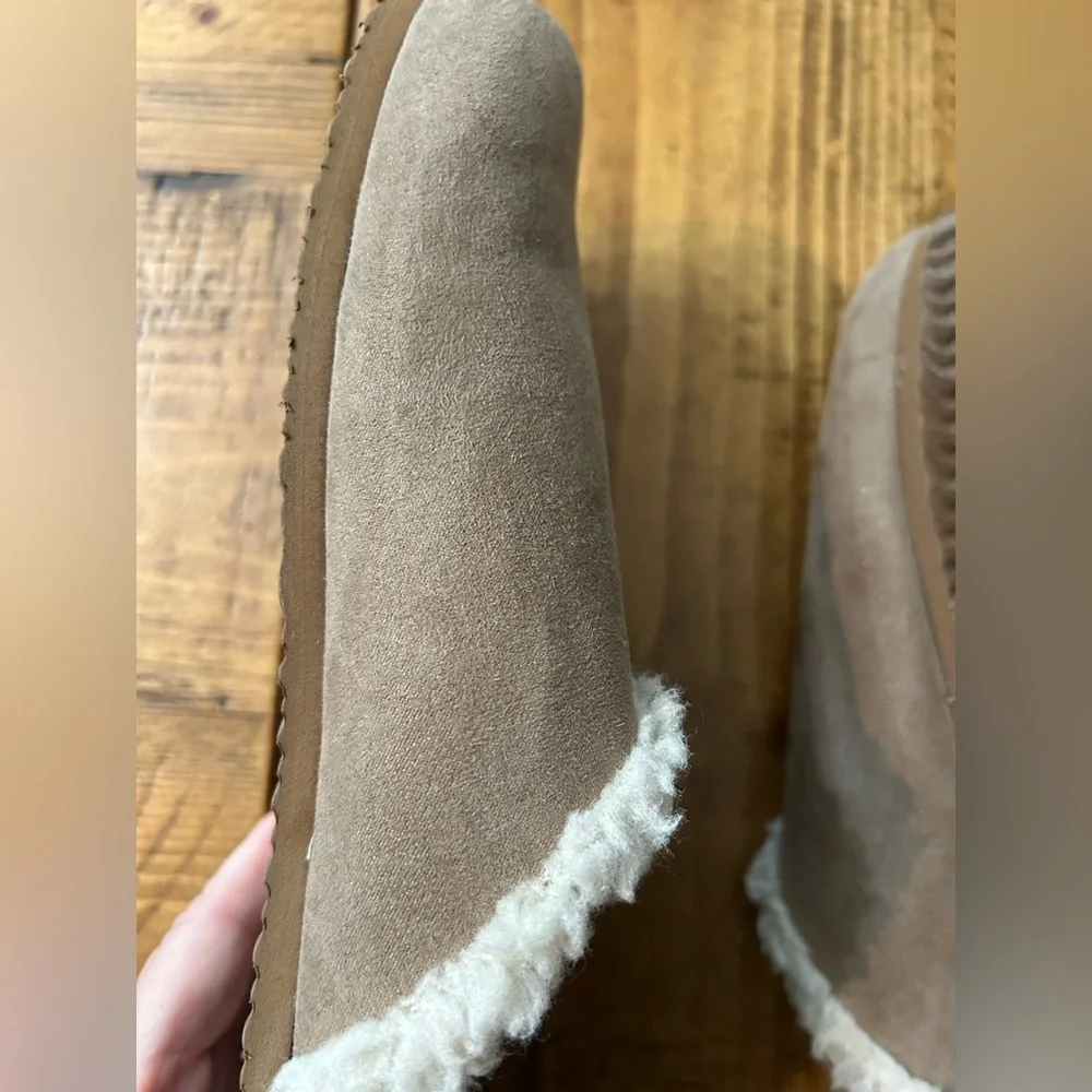 J. Crew Tan Suede/Shearling Clog Women's Slippers - Picture 6 of 8